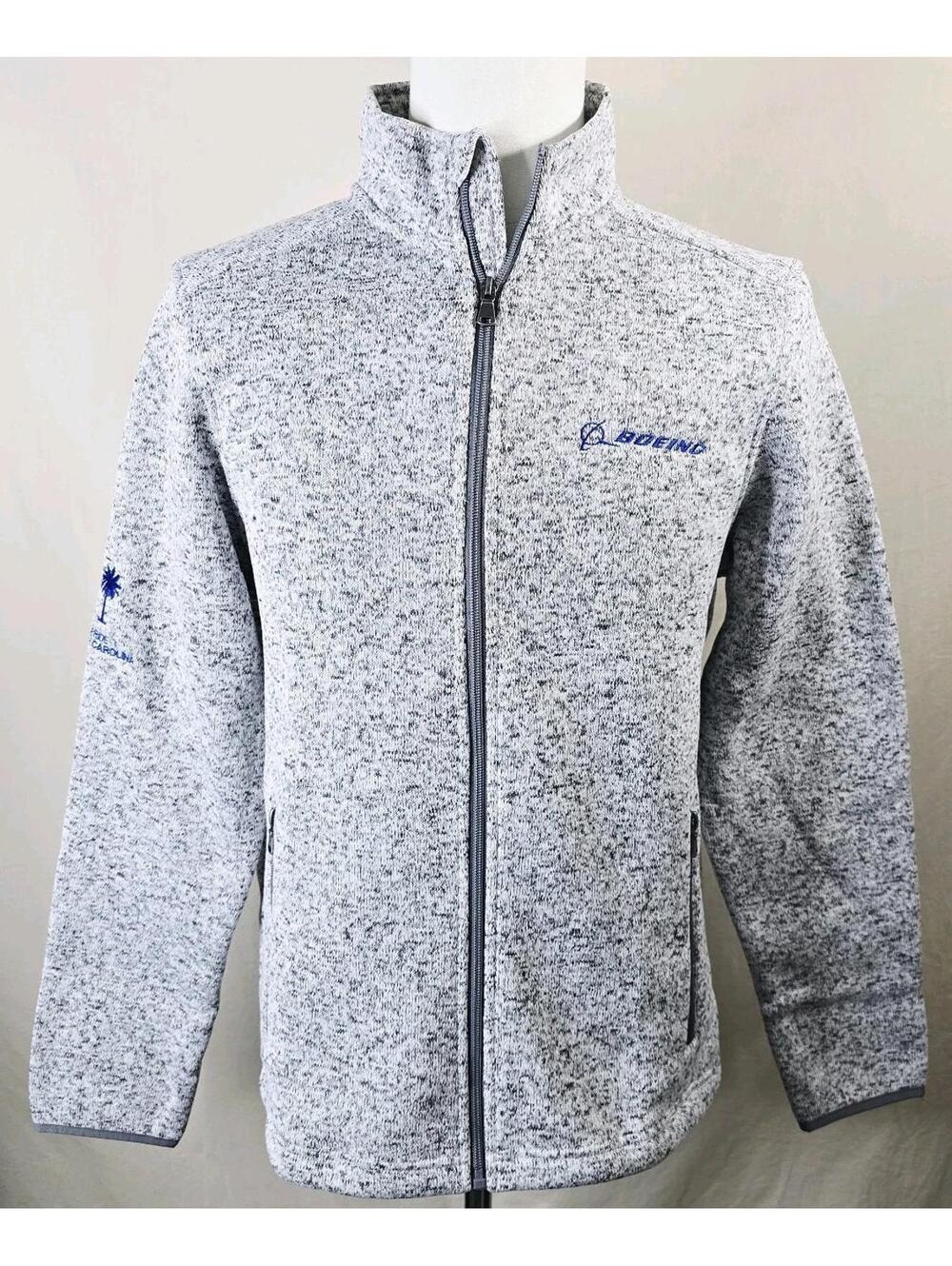 NWT Boeing “Made With Pride in South Carolina” Zip Up Fleece Jacket Gray Men’s M